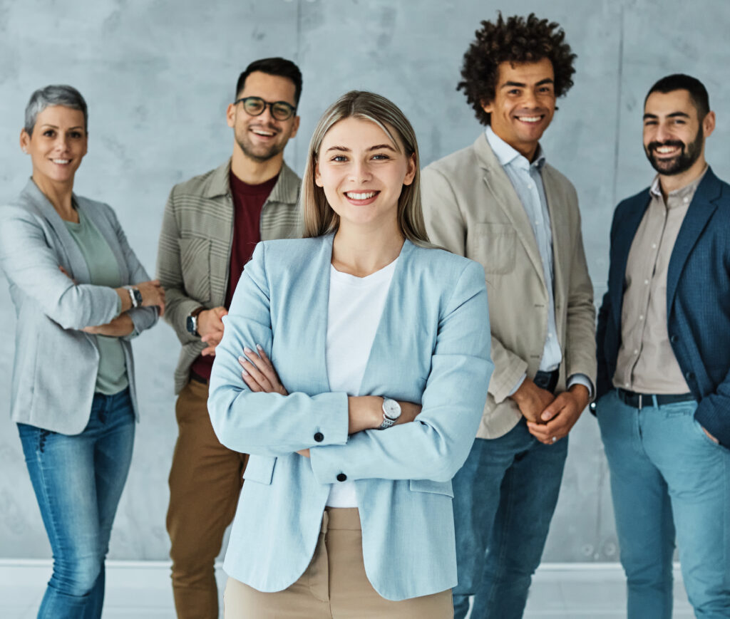 A group of confident brand representatives.
